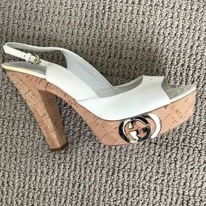 Gucci cork platform heels
